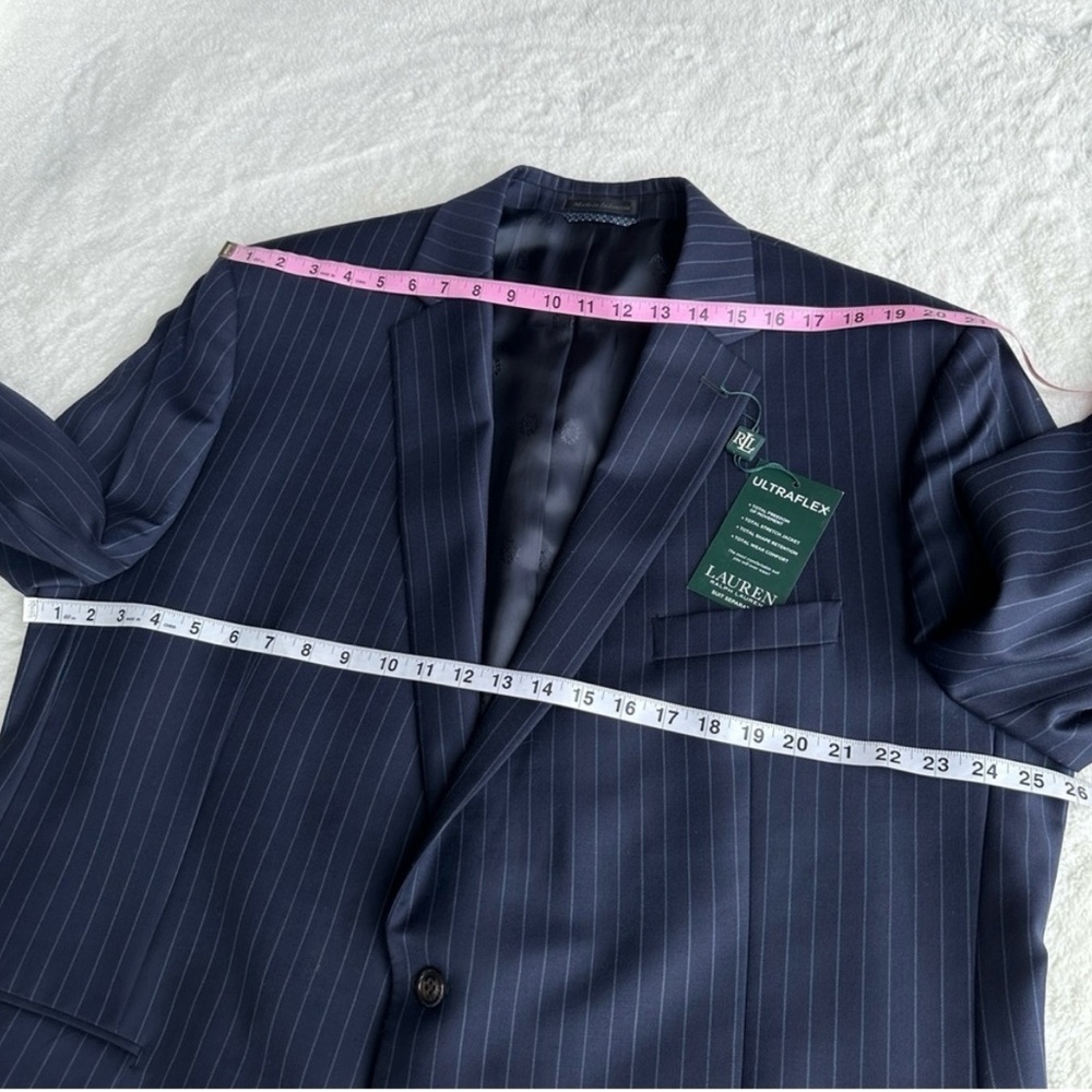 Ralph Lauren NWT Wool Blend Ultra Flex Navy Blue Pinstripe Sport Blazer - Picture 3 of 8